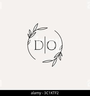Letter DO wedding monogram logo design with simple natural circle leaf frame vector graphic Stock Vector