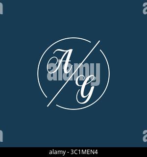Initial letter AG logo monogram with circle line style vector graphic vector graphic Stock Vector