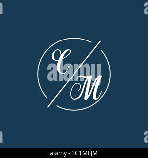 Initial letter CM logo monogram with circle line style vector graphic vector graphic Stock Vector