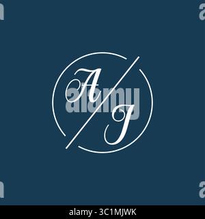 Initial letter AJ logo monogram with circle line style vector graphic vector graphic Stock Vector