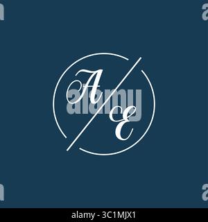 Initial letter AE logo monogram with circle line style vector graphic vector graphic Stock Vector