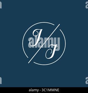 Initial letter JI logo monogram with circle line style vector graphic vector graphic Stock Vector