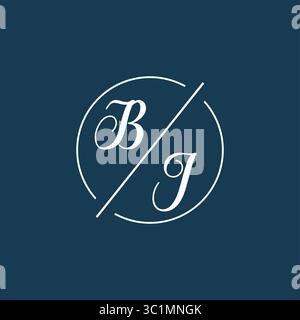 Initial letter BJ logo monogram with circle line style vector graphic vector graphic Stock Vector