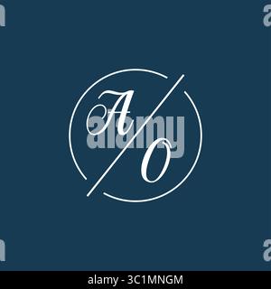 Initial letter AO logo monogram with circle line style vector graphic vector graphic Stock Vector