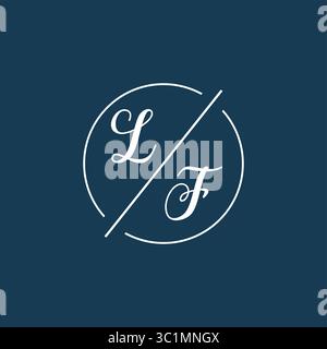 Initial letter LF logo monogram with circle line style vector graphic vector graphic Stock Vector