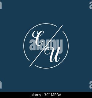 Initial letter CU logo monogram with circle line style vector graphic vector graphic Stock Vector