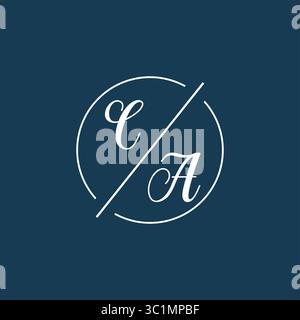 Initial letter CA logo monogram with circle line style vector graphic vector graphic Stock Vector