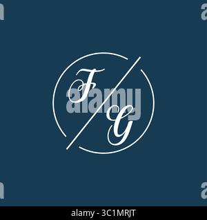 Initial letter FG logo monogram with circle line style vector graphic vector graphic Stock Vector