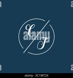 Initial letter CT logo monogram with circle line style vector graphic vector graphic Stock Vector