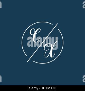 Initial letter CX logo monogram with circle line style vector graphic vector graphic Stock Vector