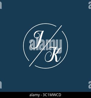 Initial letter JK logo monogram with circle line style vector graphic vector graphic Stock Vector