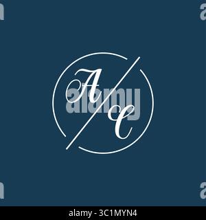 Initial letter AC logo monogram with circle line style vector graphic vector graphic Stock Vector