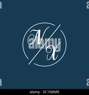 Initial letter NX logo monogram with circle line style vector graphic vector graphic Stock Vector