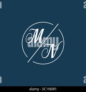 Initial letter MN logo monogram with circle line style vector graphic vector graphic Stock Vector