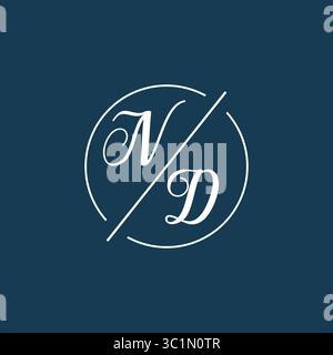 Initial letter ND logo monogram with circle line style vector graphic vector graphic Stock Vector