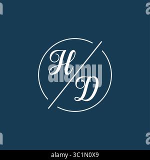 Initial letter HD logo monogram with circle line style vector graphic vector graphic Stock Vector