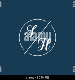 Initial letter SH logo monogram with circle line style vector graphic vector graphic Stock Vector