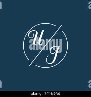 Initial letter UJ logo monogram with circle line style vector graphic vector graphic Stock Vector