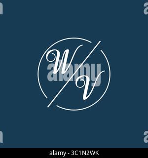 Initial letter WV logo monogram with circle line style vector graphic vector graphic Stock Vector