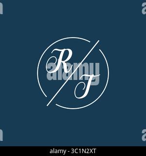 Initial letter RT logo monogram with circle line style vector graphic vector graphic Stock Vector