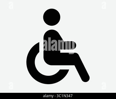 Wheelchair User Wheel Chair Man Motorized Push Roll Accessability Inclusive Pakring Disability Health Icon Sign Symbol Black White Illustration Graphi Stock Vector