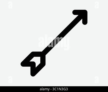 Archery Top Right Path Point Pointing Pathway Direction North East Corner Aim Target Shoot Dart Icon Sign Symbol Black White Illustration Vector Line Stock Vector