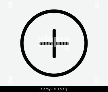 Positive Plus Add Addition Zoom In Round Button Circle Math Mathematics Sum Line Outline Sum Medicine Icon Sign Symbol Black White Illustration Graphi Stock Vector