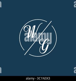 Initial letter WG logo monogram with circle line style vector graphic vector graphic Stock Vector