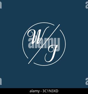 Initial letter WJ logo monogram with circle line style vector graphic vector graphic Stock Vector