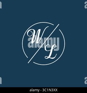 Initial letter WL logo monogram with circle line style vector graphic vector graphic Stock Vector