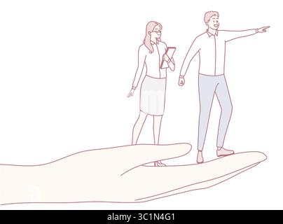 An artistic representation that captures the essence of teamwork and guidance in a productive professional environment Stock Vector