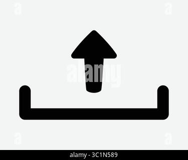 Upload Arrow Pointer Uploader File Storage Media Transfer Up Load Loading Computer App Website Black White Vector Icon Sign Symbol Graphic Artwork Stock Vector