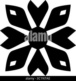 Black Abstract Flower Shape - Geometric Petal Design Stock Vector