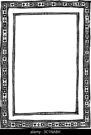 Hand Drawn Frame with Playing Card Symbols Stock Vector