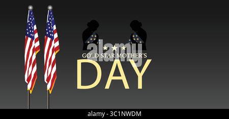Flag Gold Star Mothers Day Silhouette Tribute Stock Vector
