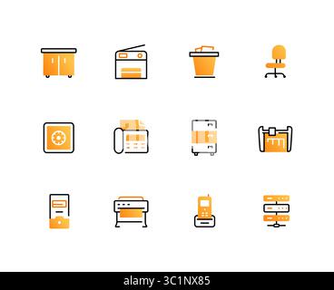 Office equipment - set of line design style icons Stock Vector