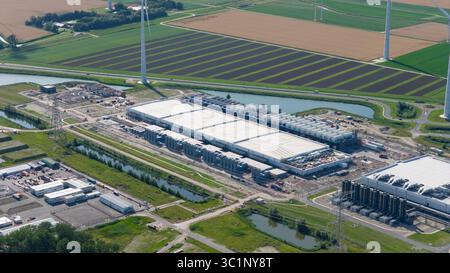 Large scale data center in the Eemshaven, The Netherlands. Cloud, server space, big data, AI infrastructure. Stock Photo