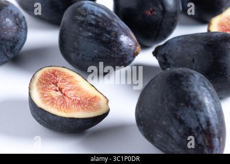 Fresh Ripe Figs isolated on White Background Stock Photo