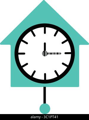 House with Clock Dial Icon Home Time Scheduler Symbol, Vector Illustration Stock Vector