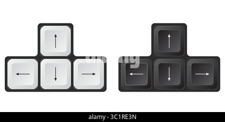 Computer keyboard arrow keys vector illustration clipart isolated on white background Stock Vector