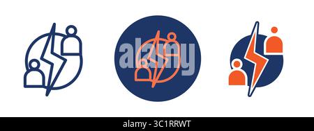The three images are all about people and electricity. The first image shows people holding onto each other, the second shows people standing next to Stock Vector