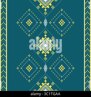 geometric with Diamond and square shape pattern fabric and carpet, vector illustration Stock Vector