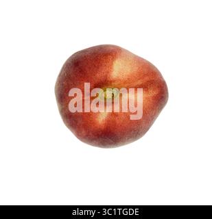 Flat peaches isolated against white background Stock Photo