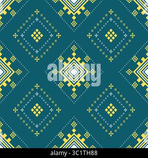 seamless pattern native Diamond and square shape fabric and carpet, vector illustration Stock Vector