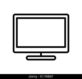 This illustration features a minimalist outline of a computer monitor. It is ideal for digital design, tech presentations, and office-related graphic Stock Vector
