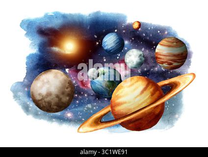 the planets of the solar system isolated on white background Stock ...
