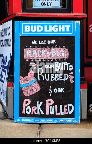 The PIG on Beale, Pork with an attitude restaurant, Beale Street, Memphis Tennessee Stock Photo