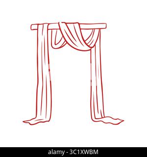 Sketch style wedding arch illustration. Arch for outdoor ceremony with draping. Wedding arch icon in linear style. Vector illustration.  Stock Vector