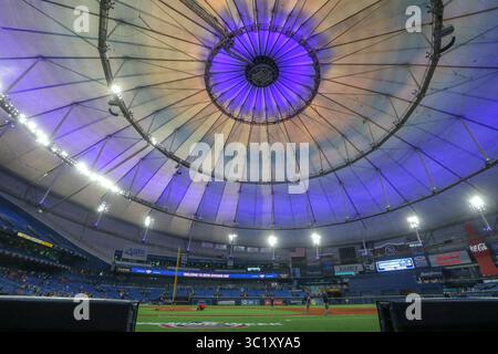 March 28, 2019 - St. Petersburg, Florida, U.S. - DIRK SHADD  |   Times.The roof of Tropicana Field is seen blue after the Tampa Bay Rays lost 5-1 to the Houston Astros for the Rays home opener Thursday, March 28, 2019 in St. Petersburg. (Credit Image: © Dirk Shadd/Tampa Bay Times via ZUMA Wire) Stock Photo