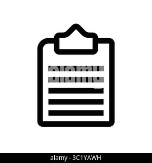 Notepad icon, simple black outline, clipboard tool for note taking. Hand drawn office element Stock Vector